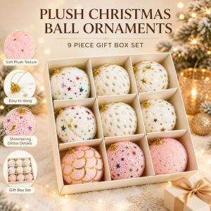 NAELIN Vải nhung Đồ trang trí Giáng sinh Mũ treo vàng Chi tiết lấp lánh Đồ trang trí cây thông Noel Quà tặng Kết cấu mềm mại Bộ Hộp Quà Tặng