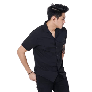 hem pria lengan pendek leher V neck hitam pria Kemeja Basic Pendek Casual Polos Kemeja Pria Distro