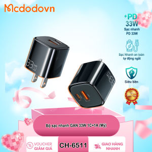 Sạc Nhanh Mcdodo CH-6511 GaN 33W | 2 Cổng (Type-C + USB-A) | PD3.0 QC3.0 – Cắm US – Chính Hãng