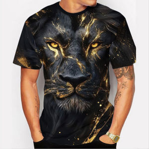 Lion Graphic  Mens T-Shirt 3D Printed Animal Designer T-Shirt Man Casual Short Sleeve Tops Fashion Crew Neck  Harajuku Clothing
