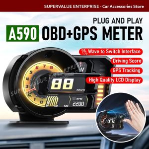 A590 OBD METER OBD2 Speedometer GPS ALARM Display Car HUD Full Lcd MYVI ALZA AXIA BEZZA WIRA VDO