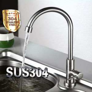 SUS304 Kitchen Faucet Stainless faucets for sink kitchen stainless steel 304 Faucet Single Cold 360° Rotatable faucet Water purifier Water tap filter Kitchen Kitchen shower faucet Splash-proof faucet