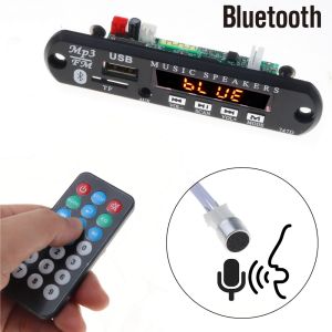 KEBIDU Handsfree Mic Recording Bluetooth MP3 Decoder Board DC 5V 12V LED Wireless Audio Decoding Module Support USB U Disk TF Card AUX FM Radio MP3 WMA With Remote Control