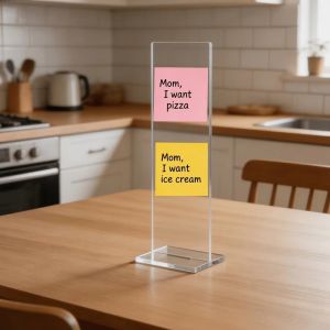 INTOONE Acrylic Memo Message Board Clear Detachable Sticky Note Holder Stand Multi-functional Vertical Desktop Reminder Board Home Office