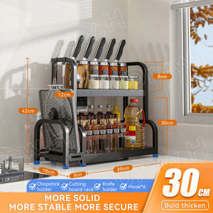 Multifunction Kitchen Spice Rack Stainless Steel Rak Rempah Seasoning Storage Rak Condiment Rack Rak Dapur