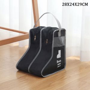 Tas Sepatu Boots Travel Organizer Ritsleting Penyimpanan Kotak Sepatu Bot Tahan Debu Visual Boots Storage