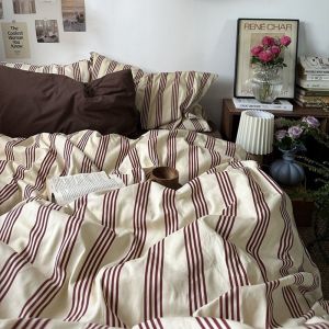 Four-Piece Quilt Cover Set Washed Cotton for Bedroom College Dormitory Bed Sheet All-Season Three-Piece Bedding Set LZD