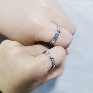 2022 Metal PLAYER Letter Blue Green Fluorescent Ring for Woman Man Fluorescent Couple Ring Open to Adjust