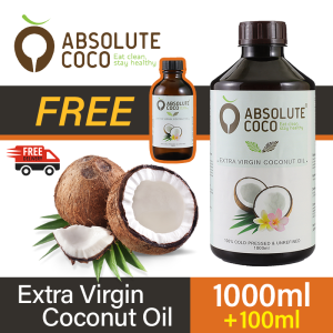 Absolute Coco Extra Virgin Coconut Oil 1 Liter FREE 1 x 100ml