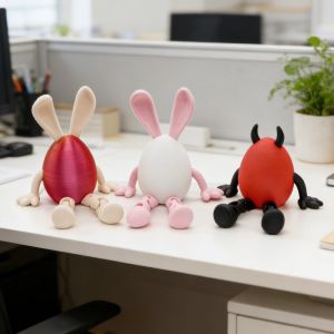 BEIBEI Cartoon 3D Printed Bunny Model Plastic Movable Easter Rabbit Ornament Home Decoration Portable Bunny Toy Easter Celebration