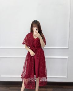 Dress natal gereja model terbaru casual inner tanktop dan outer cardi syerri