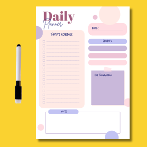 Daily Planner Board Schedule Magnetic Organizer Chart Ref Laminated A4 Erasable Refrigerator Kitchen Minimalist