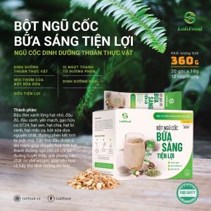 Ngũ Cốc Ăn Sáng Tiện Lợi LoliFood Bột Ngũ Cốc Dinh Dưỡng Không Đường Hộp 20gói x18g