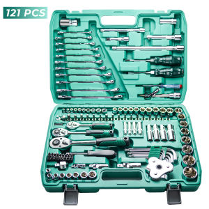 Kunci Socket Wrench Koper 121Pcs Toolkit Set Kunci Pas Rachet Mata Sock 1/2 1/4 3/8 Kombinasi 6740