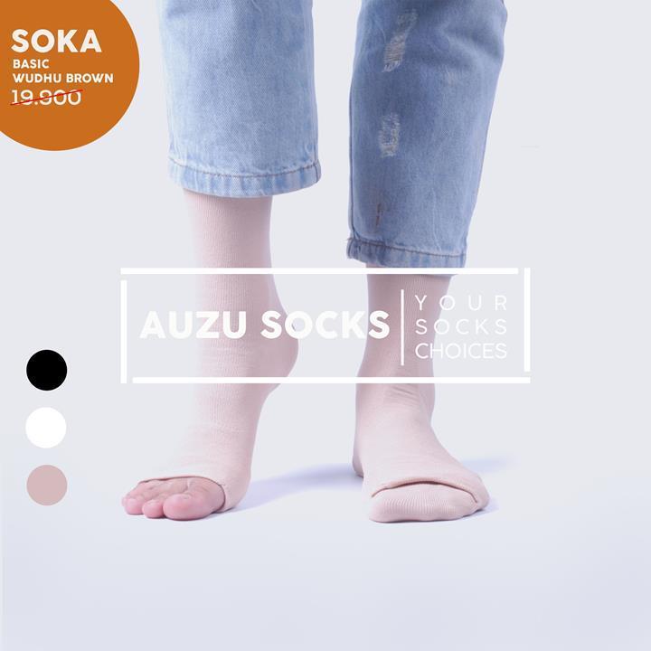 Kaos kaki soka wudhu travelling unisex hitam putih cream - Auzu Socks