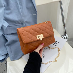 Womens Bag  Embroidered Lingge Small Square Bag Elegant and Personalized Shoulder Bag Crossbody Bag