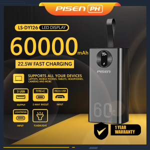 Pisen LSDY126 PD205 60000mAh Pisen Quick PD22.5W Super Fast Charging Powerbank 6 Outputs With Built-in High Brightness LED Lights All Compatible FCP QC3.0 / PD3.0 For Apple Iphone Huawei Xiaomi Redmi Samsung Vivo Oppo With 1 Year Warranty