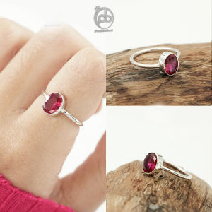 Cincin Wanita Perak 925 Red Ruby Merah Elegant Cutting