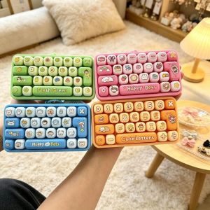 ZSDN MALL 26-Key Cute Design Transparent Dual-Tone Decompression Button Toy Mini Keyboard Keychain Simulation Keyboard Pendant For Kids Bag Desktop Decoration