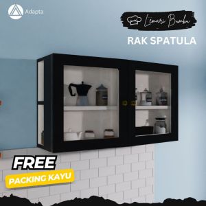 Rak Dinding Minimalis Gantung - Rak Kaca dinding minimalis - Lemari Bumbu Dapur - Rak Sutil Spatula Teflon Gantung Dinding