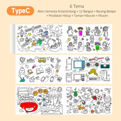LAKOE​​ Graffiti Scroll Anak 3 Meter Kertas Mewarnai Raksasa Giant Coloring Poster
