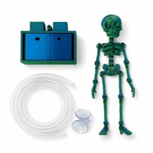 TUS Air Pump Driven Dancing Skeleton Aquarium Bubbler Glow in Dark 3D Printed Movable Skeleton Fish Tank Bubbler Skeleton Statue Realistic Fish Tank Dance Skull Bubbler Fish Landscaping