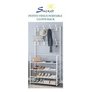 VENUS UNIQ PORTABLE CLOTH RACK PUTIH DAN HITAM GANTUNG HANDUK TOPI BAJU 5 TINGKAT RAK SANDAL SEPATU PORTABLE RAK MULTIFUNGSI GANTUNGAN HANGER BERDIRI