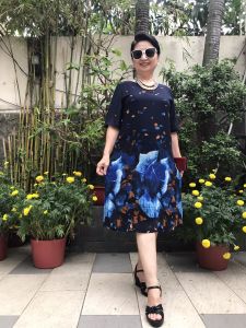 Đầm Trung Niên - Vải Voan Sang Trọng 2 Lớp Form Suông A Che Bụng - Có Size 50Kg Đến 90Kg.