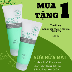 MUA 1 TẶNG 1 - Sữa rửa mặt trà xanh The Rucy cho da dầu mụn Hàn Quốc HYDRO PURE FOAM CLEANSING GREEN TEA 150ml
