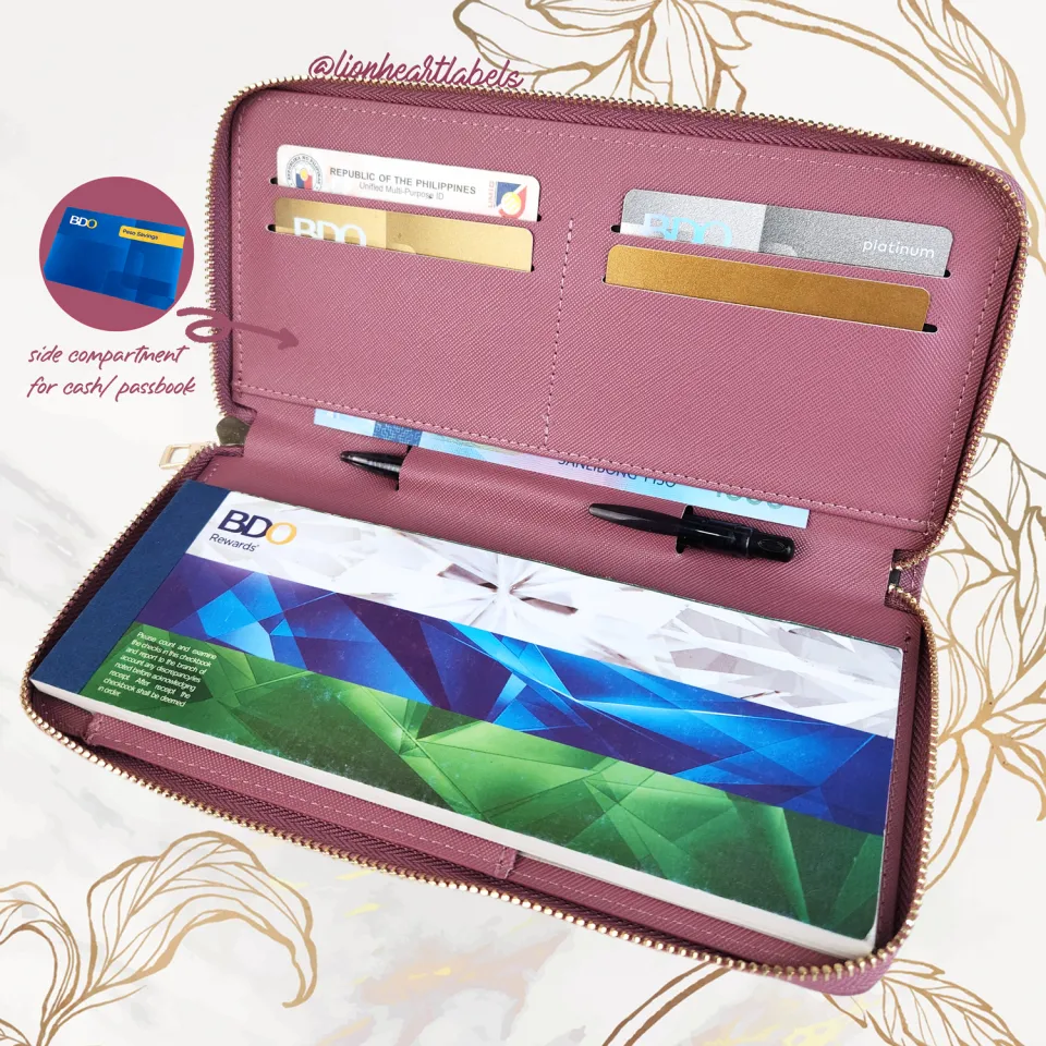 Personalized Zippered Checkbook Holder Wallet (4 Card Slots Pen