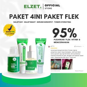 Elzet Skincare Paket Hemat 4in1 Resmi BPOM Salep Retinol Night Whitening Salep Day Darkspot Cream Serum Toner Calming Hydrating Krim Retinol Flek Hitam Melasm Jerawat Milia