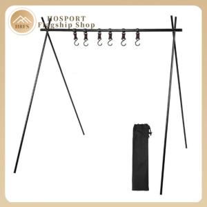 【HRFS】 Aluminum Alloy Camping Hanging Shelf Foldable Portable Cookware Pot Pan Rack Lightweight Multifunctional for Picnic Barbecue for Hiking Backpacking