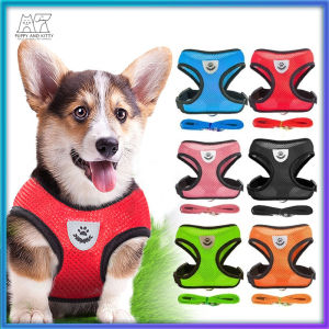 Pet Leash Dog Harness Leash Mesh Collar Leash Strap Complete Set Pet Adjustable Leash Belt Traction Rope