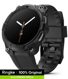 Ringke Rugged Gear for [Samsung Galaxy Watch 8 44mm] – Hybrid TPU+PC Protective Case & Ergonomic Watch Strap Combo Shock-Absorbing Design Lightweight & Secure Fit - All Black