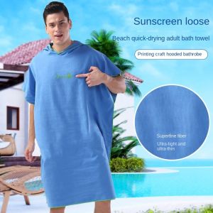 Microfiber Wearable Bath Towels Bathrobe Beach Quick-Drying Bathrobe Adult Swimming Hooded Absorbent Bath Towel