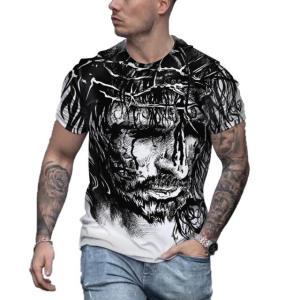 Jesus Christ 3D Printed Tshirts for Men Round Neck Short Sleeve Oversized Casual Quick-Drying Mens T-Shirts