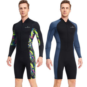 Yoomee 1.5MM Neoprene SCR Men Wetsuit One Piece Long Sleeve Shorts Diving Suit Waterproof Warm Professional Surfing