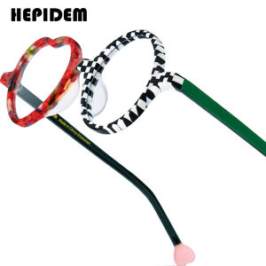 HEPIDEM แว่นสายตาแบรนด์ที่ออกแบบโดยดีไซเนอร์ทรงกลมผู้หญิงหลายกรอบแว่นตาแอซิเตตแว่นตาแฮนด์เมดสไตล์ญี่ปุ่นสำหรับผู้ชาย9377แว่นสายตาบาง