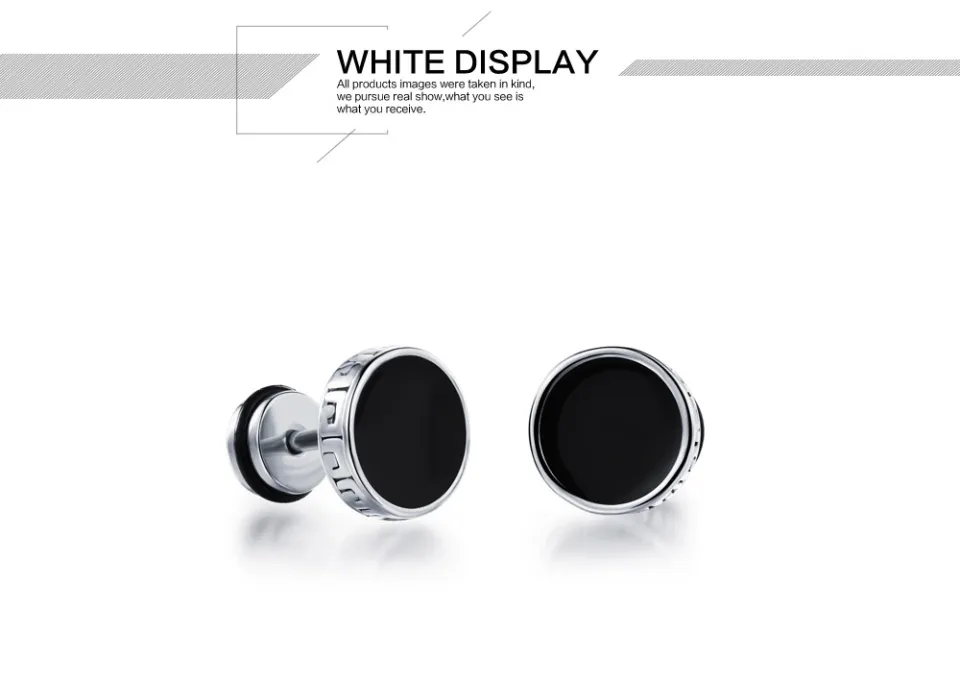 Qingwen Men's Titanium Steel earrings for men set ear piercing Stainless  steel earrings cool hypoallergenic iareng for men kpop round airing hikaw  for