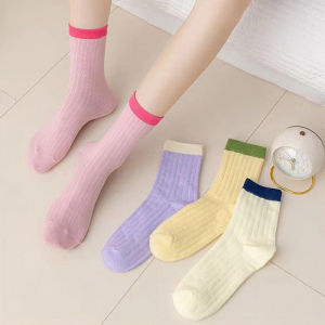 i Fashion Shoesถุงเท้าโดปามีนสีตัดกันสำหรับผู้หญิง เก๋ไก๋และใช้งานได้หลากหลาย ระบายอากาศได้ดีและดูดซับเหงื่อ จัดส่งจากกรุงเทพฯ