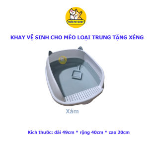 Tặng xẻng - Khay vệ sinh cho mèo khay đựng cát vệ sinh cho mèo khay đi ẻ cho mèo 49x40x20 - Nuôi Pet Shop