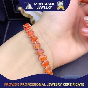Montagne Jewelry Natural 4x6mm Orange Opal Bracelet Elegant Design Fine Jewellery 925 Pure Silver Bracelet