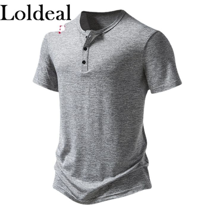 Loldeal Men's Henley Shirts Short Sleeve Casual Basic Tee Summer Button  Henley Soild T Shirts Lazada PH