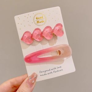 2pcs Pink Heart Duckbill Hairpin Hairline Broken Hairpin Hair Accessories