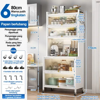 Rak Lemari Dapur Dengan Pintu Lemari Piring Minimalis Rak Oven Rak Penyimpanan Serbaguna