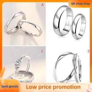 ✨QK shop✨ 1Pair Couple Ring Crystal Diamond Wedding Engagement Jewelry Adjustable Rings