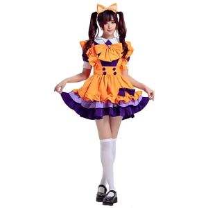 Japanese and Korean style orange maid outfit for women Cospaly Pure-hearted maid outfit cute Lolita style anime-inspired costume for girls womens clothing