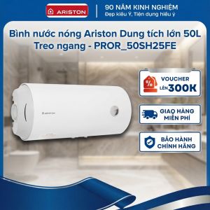 Bình nước nóng Ariston Dung tích lớn 50 Lít - PROR_50SH25FE | Bình ngang tiết kiệm Thiết kế hiện đại Lắp đặt dễ dàng Hàng chính hãng Bảo hành trọn gói