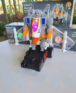 Robot Biến Hình 2in1 Máy Bay – Ô Tô Chiến Đấu Có Đèn Nhạc | Đồ Chơi Robot Aircraft Transformer Cho Bé Trai