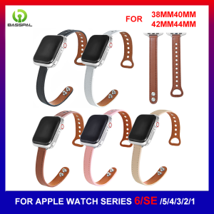 BassPal Newest strap compatible For apple watch 38mm 40mm 42 44mm 41mm 45mm band women Girl fashion Slim Leather bracelet for i watch series 7 41mm 45mm 6 se 5 4 3 bands